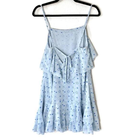 Avec Les Filles Blue Printed Ruffle Back Tie Dress Size XS - Picture 2 of 6